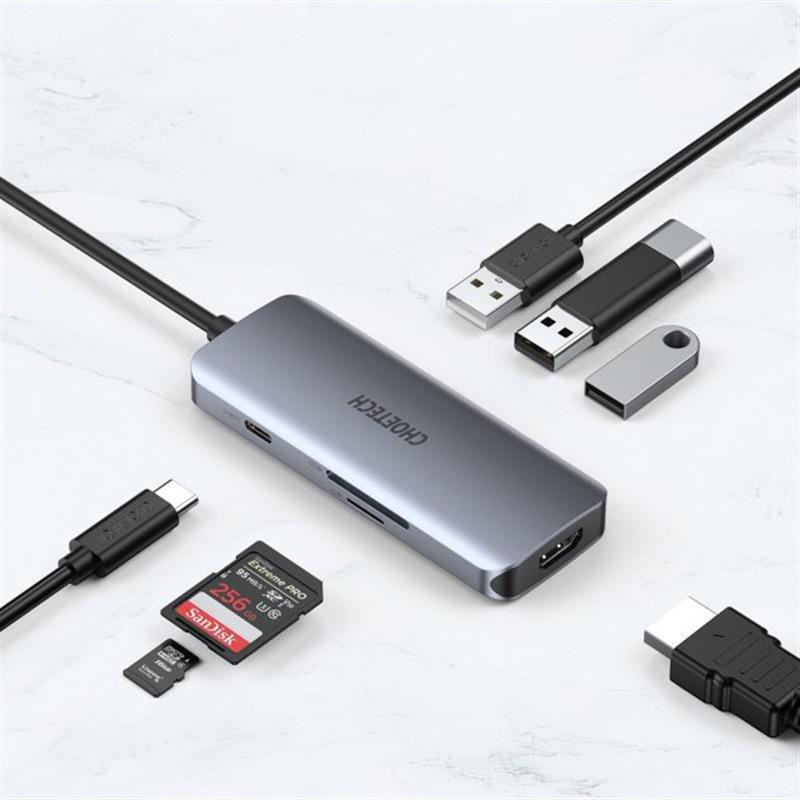 Концентратор Choetech HUB-M19 7 in 1 USB-C до HDMI Multiport Adapter Сірий Харків - фото 3