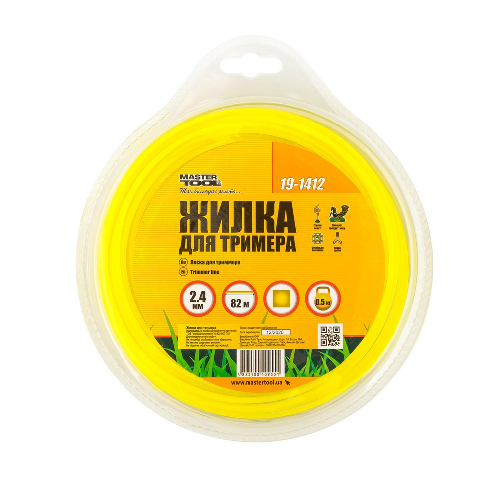 Волосінь для тримера MASTERTOOL КВАДРАТ 2,40 мм 82 м блістер 19-1412 Рівне - фото 2