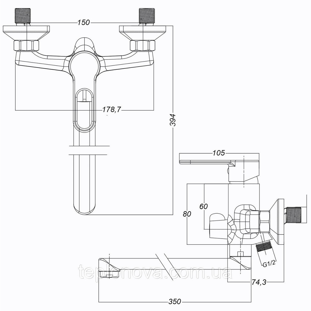 Змішувач для ванни Globus Lux Dolly GLD-0208 Чернівці - фото 8