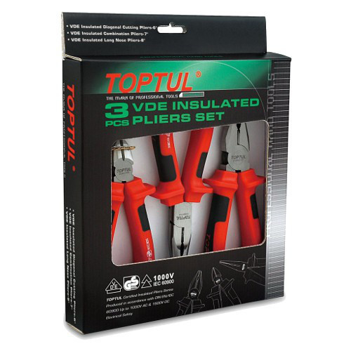 Плоскогубці діелектричні 1000V TOPTUL набір 3ед. GAAE0301 Одеса - фото 1