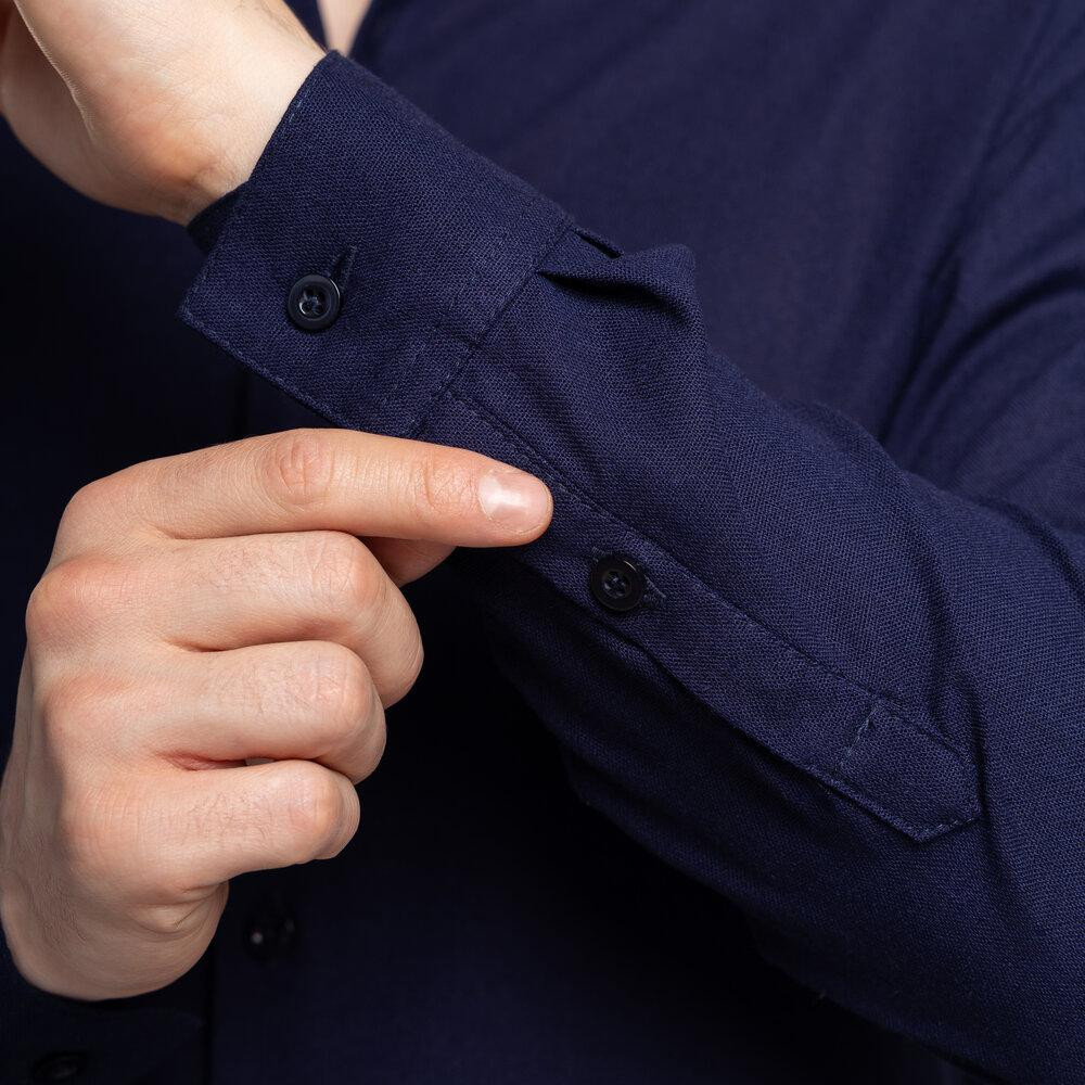 Весняна чоловіча сорочка з довгим рукавом темно-синя Pobedov Orion Київ - фото 7