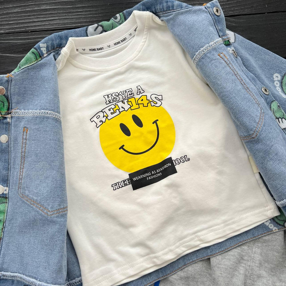 Дитячий Костюм Трійка (Реглан + Джинсовка + Штани) Зелений Hone Baby 130 пакунок малюка Киев - изображение 5