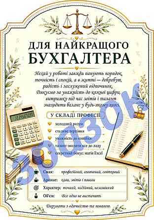 Етикетка на пляшку «З Днем бухгалтера» + контретикетка | подарункова наліпка бухгалтеру на вино, шампанське, ігристе Одеса