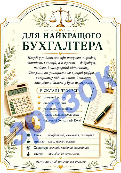 Этикетка на бутылку «С Днем бухгалтера» + контрэтикетка | подарочная наклейка бухгалтеру на вино, шампанское, игристое Одесса - изображение 2