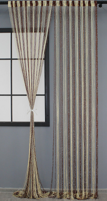 Штори-нитки "Кісея" люрексом Коричневий з бежевим 300х300см 1 шт (61-031) Київ - фото 2