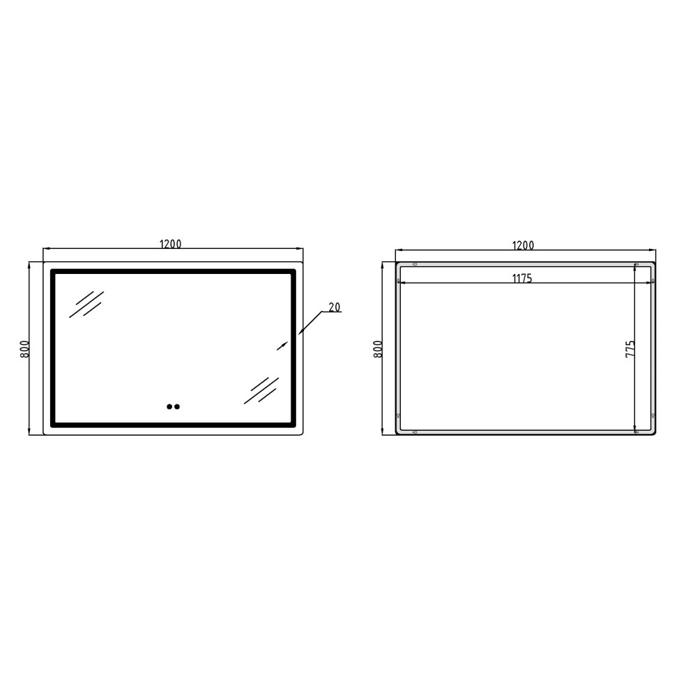 Дзеркало Qtap Mideya (MI1) 1200х800 з LED-підсвіткою Touch, з антизапотіванням, димером, інтенсивністю QT2078F12080 Київ - фото 11