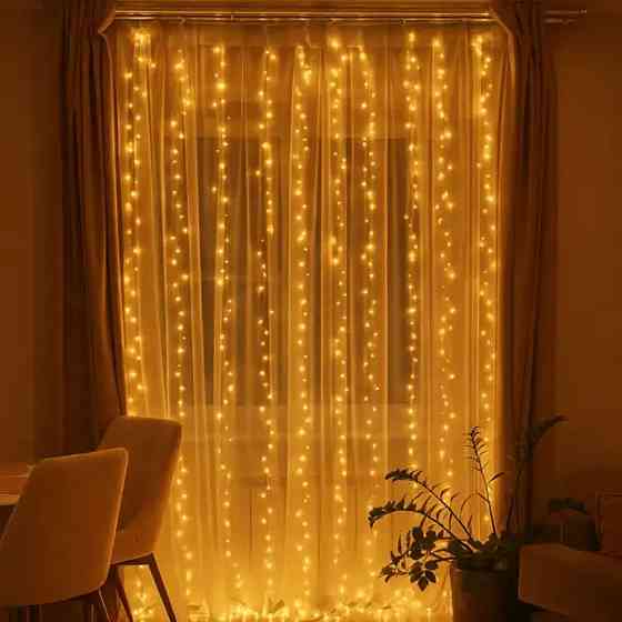 Гірлянда для кімнати "Роса" 3х3 м, 600 LED, жовтий світ Київ