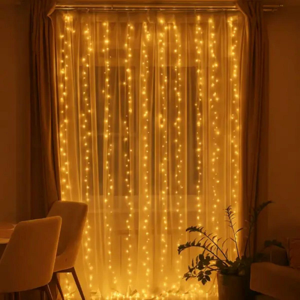 Гірлянда для кімнати "Роса" 3х3 м, 600 LED, жовтий світ Київ - фото 1