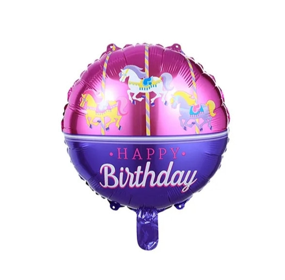 Фольгированный шар happy birthday фиолетово-малиновый 18