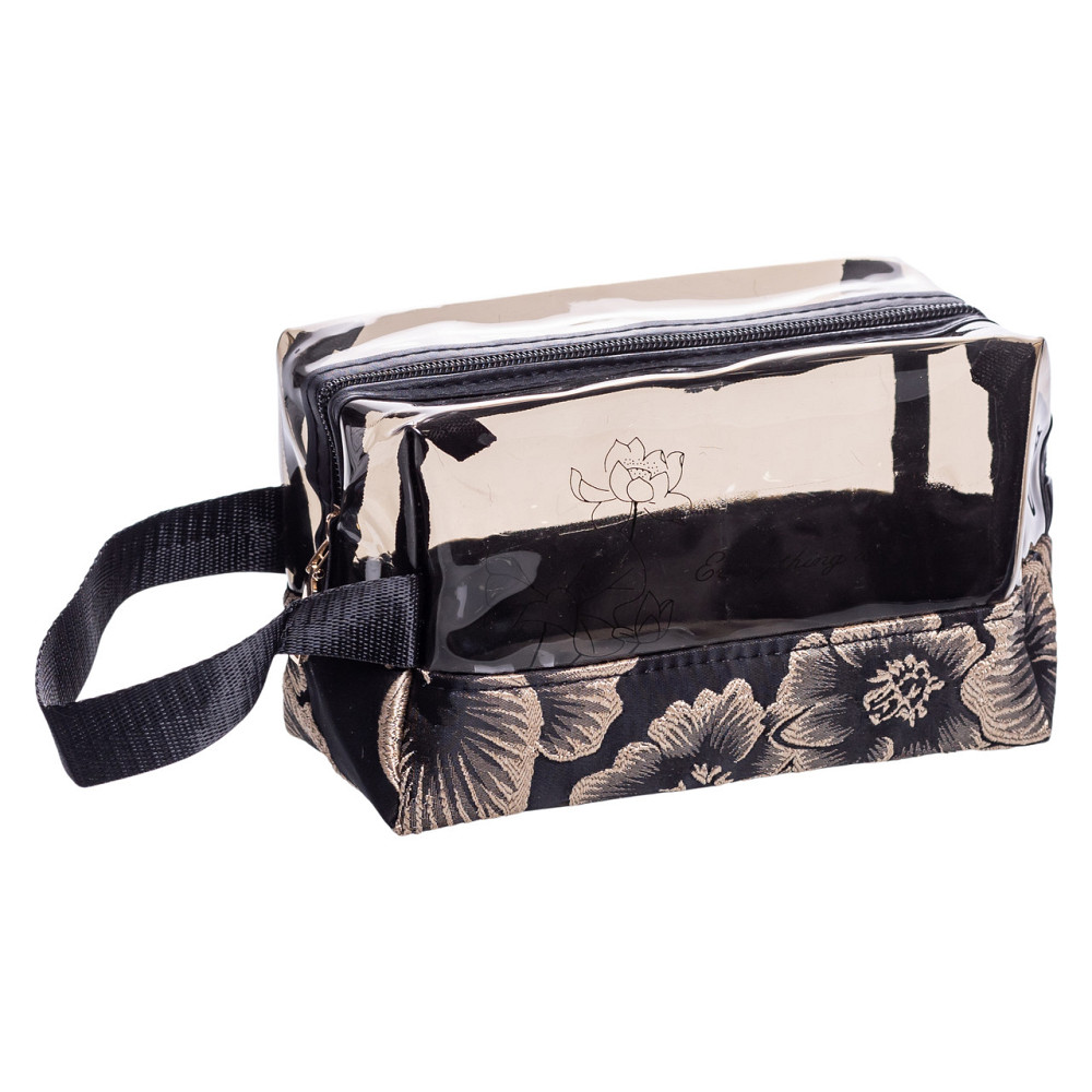 Набір прозорих жіночих косметичок для дому 2 (шт) дорожня косметичка в сумку для косметики, макіяжу, ліків, пензлів Чорний HP-16-1KB Коломия - фото 6