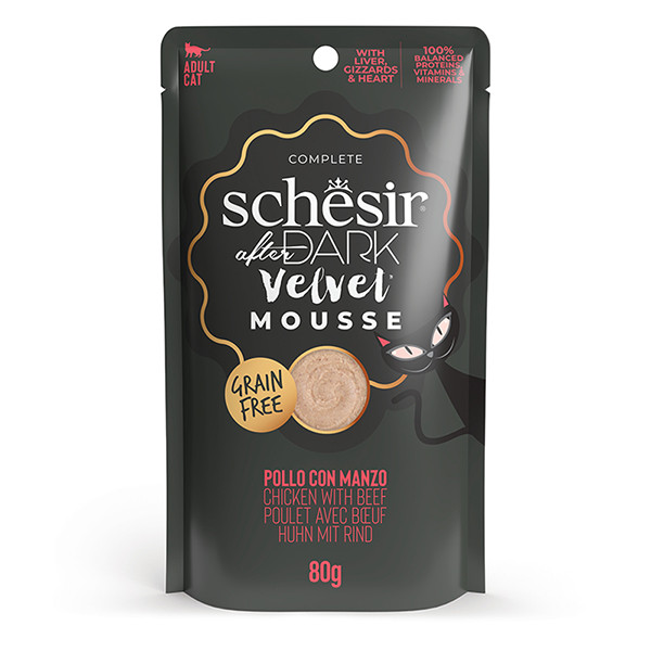 Schesir After Dark Chicken With Beef ШЕЗИР КУРИЦА С ГОВЯДИНОЙ мусс, натуральные консервы для котов, пауч 80г Киев - изображение 1