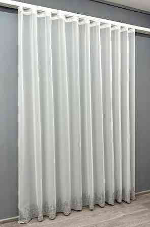 Тюль VR-Textil 1819т Креп с вышивкой и люрексом Молочный с серым 400х250 см (99-015) Киев