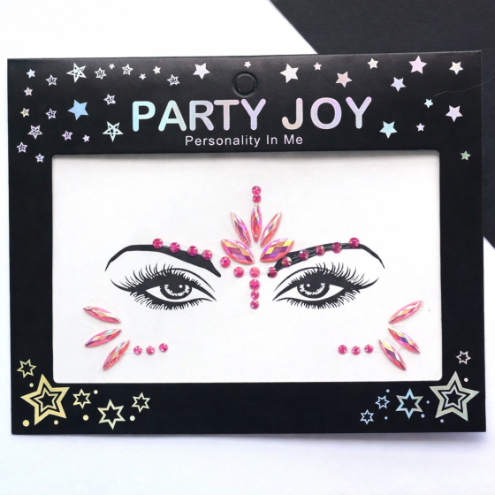 Наклейки на обличчя стрази one size кораловий Київ