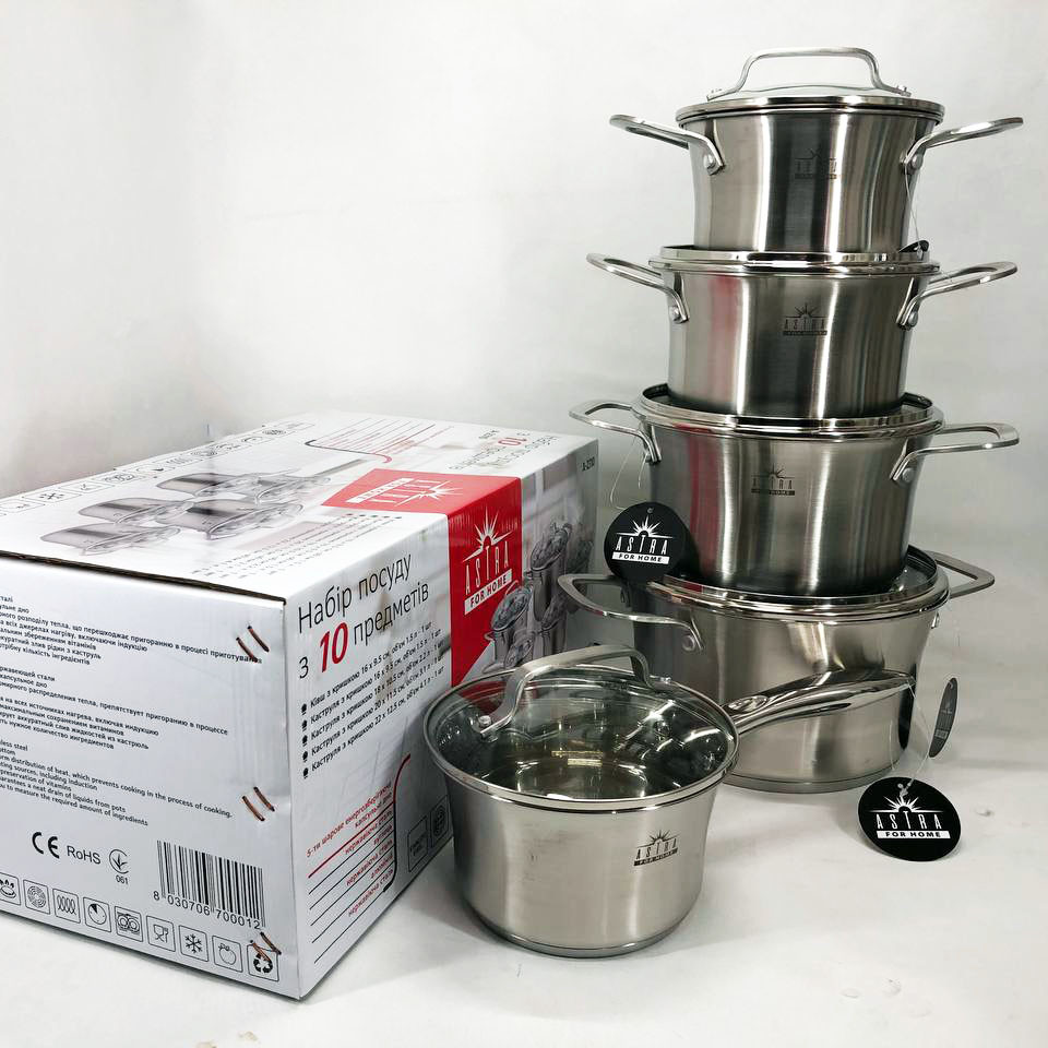 Набір каструль з жаростійкою кришкою 10 предметов ASTRA A-2310, Набір посуду для будь-яких плит FD-23 Івано-Франківськ - фото 7
