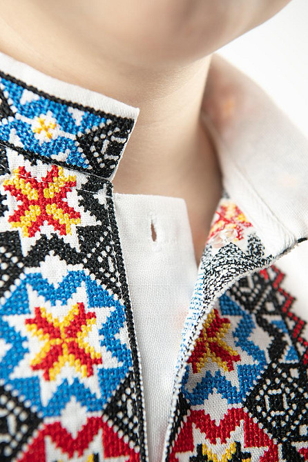 Вишиванка для хлопчиків, лляна, біла, топ Київ - фото 3