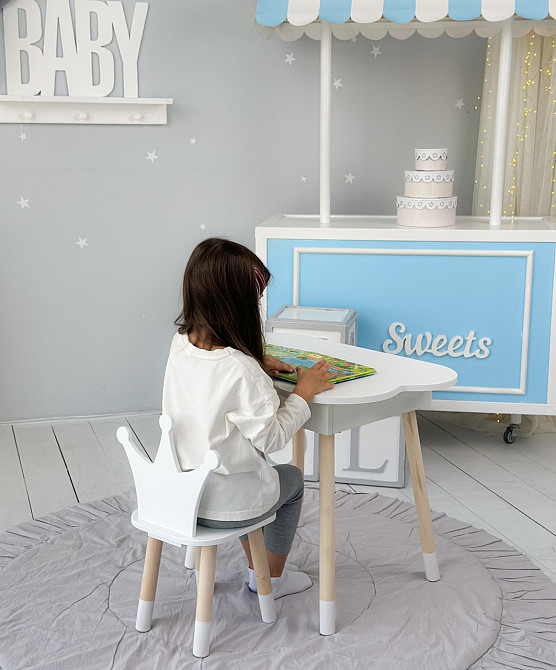 Новинка! Дитячий білий столик хмаринка з нішею і стільчик корона біла 85295 Київ - фото 7