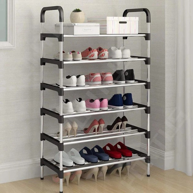 Полиця для взуття з пластиковими з'єднаннями Shoe Rack 6 полок 56х28х113см, Зберігання взуття ідеї FD-50 Одеса - фото 6