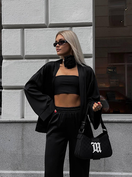 Женский базовый костюм двойка: кимоно и штаны атлас Одесса - изображение 1