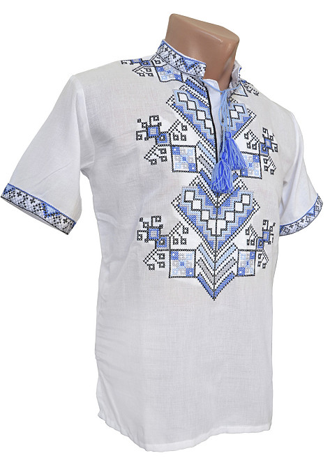 Чоловіча вишиванка на домотканому полотні у білому кольорі Київ - фото 3
