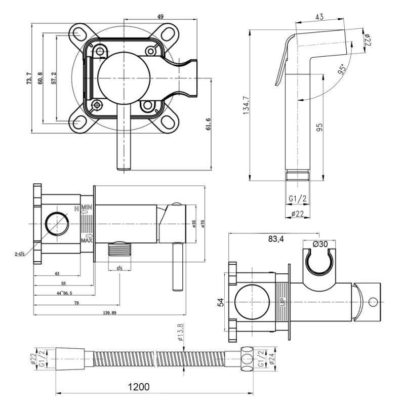 Гигиенический душ из латуни Qtap Inspai-Varius круглый QTINSVARCRMV00440001 Chrome Харьков - изображение 2