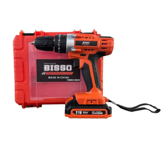 Шуруповерт акумуляторний BISSO B6008 21V з 2 Li-ion батареями 1500mAh та регулюванням швидкості Київ