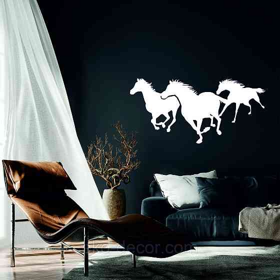 Декоративное настенное Панно «Лошади 3» Декор на стену 50*25 см, Белый Киев