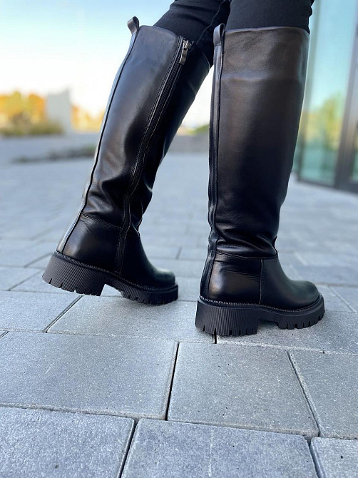 Чоботи жіночі Львів чорні натуральна шкіра зима высота 36см обхват 37-38см подошва 3/5см (4828) Коломия - фото 9