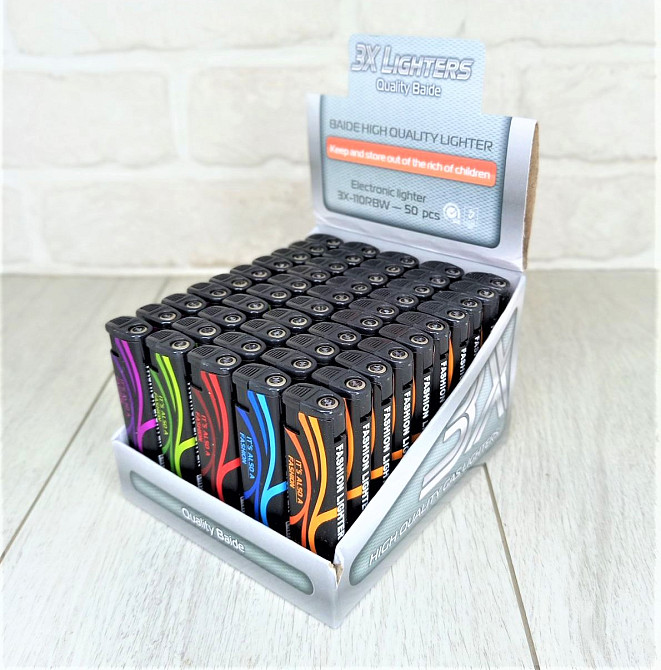 Зажигалка турбо-пламя 3X- Микс цвета уп/50шт Харьков - изображение 3