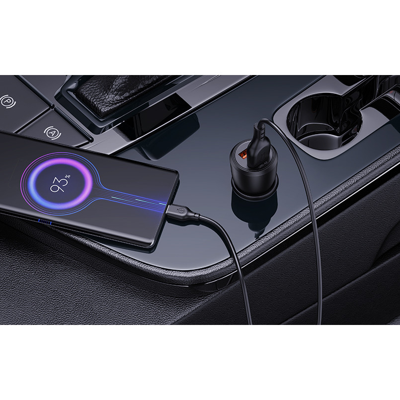 Автомобільний зарядний пристрій XO CC55 QC18W+USB12W + Type-C кабель чорний Львів - фото 3