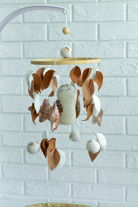 Дитячий мобіль на ліжечко для немовлят ручної роботи WooolyWool «Сова» Київ - фото 8