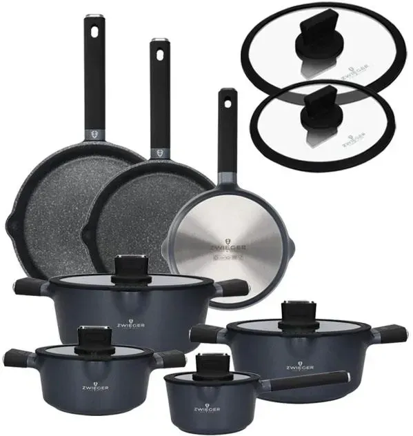 Zwieger Vesna Комплект 4 Garnków Z Pokrywkami + Сковорідка 20 24 28Cm Кришки Greblon C3 Non Stick (ZVESNA3) Київ - фото 1