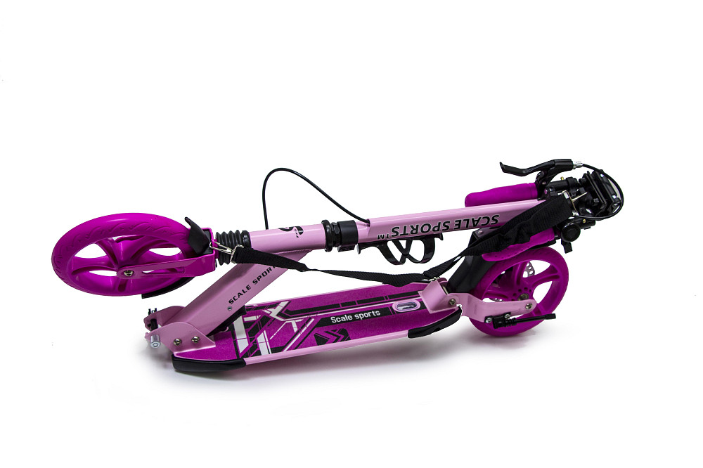 Детский самокат Scale Sports SS-04 + звоночек + ремень + подстаканник. Дисковый тормоз. Розовый Одесса - изображение 7