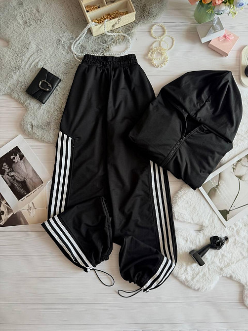 Жіночий стильний повсякденний костюм-двійка якісна двонитка Чорний, 46/48 Одеса - фото 8