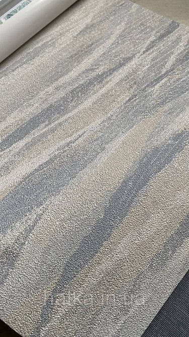 Обои виниловые на флизелине Rasch Alghero метровые 3д абстракция волны бежевые синие светлые 943788 Киев - изображение 6