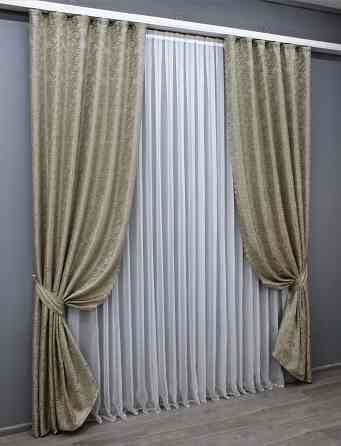 Комплект готових штор VR-Textil Жакард Magic № 1605ш Бежевий 145х250 см 2 шт (39-939) Київ