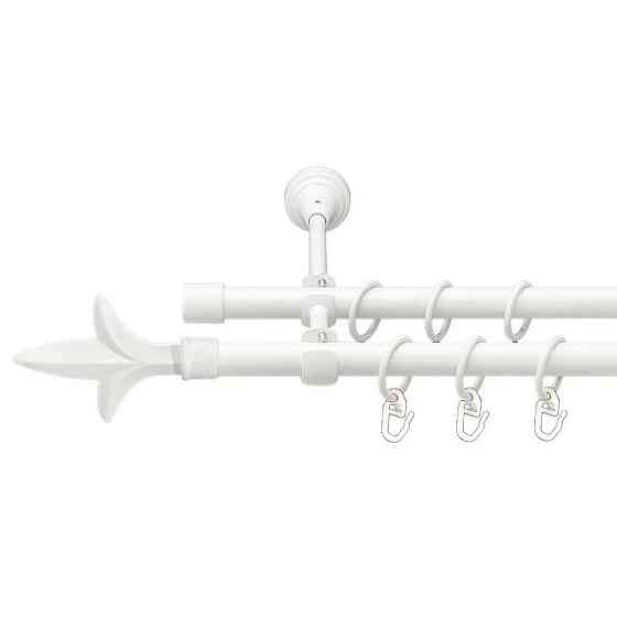 Карниз Orvit Лілія металевий дворядний відкритий гладка труба кільце металеве Арктіс 16\16 мм 200 см Львов