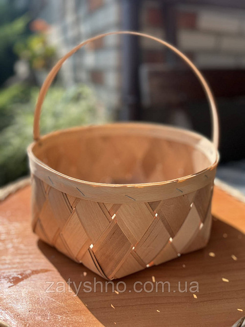 Кошик плетений зі шпону великий Київ - фото 3