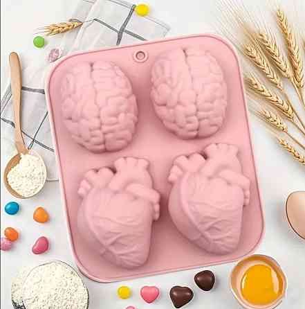 Силиконовая форма для выпечки и шоколада «Мозг и Сердце» – антипригарная форма на Хэллоуин Киев