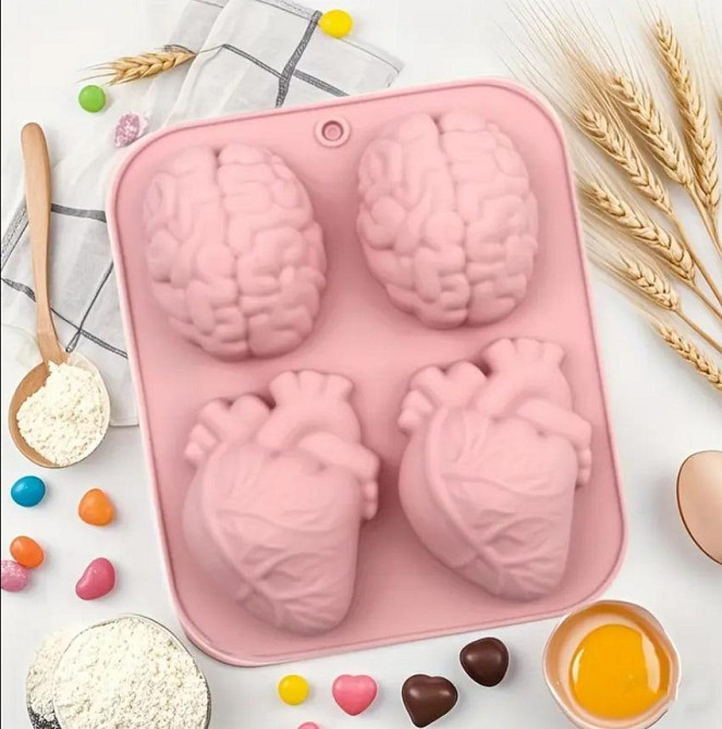Силиконовая форма для выпечки и шоколада «Мозг и Сердце» – антипригарная форма на Хэллоуин Киев - изображение 2