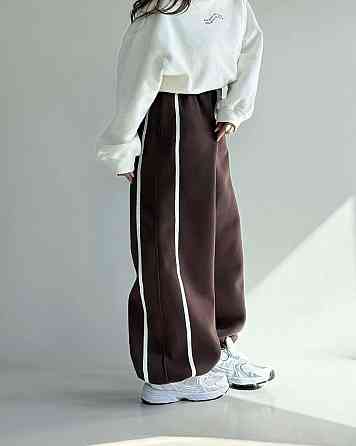 Стильні жіночі штани тринитка на флісі. Шоколад Одеса