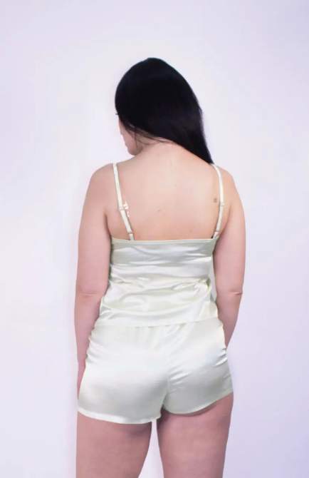 Піжама жіноча із шортами атласна Молочний 4XL Харків - фото 7