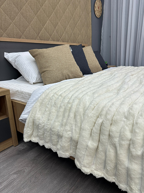 Плед-покривало смужка Шарпей 200х230см (+-5см) Молочний (87-156) Київ - фото 3