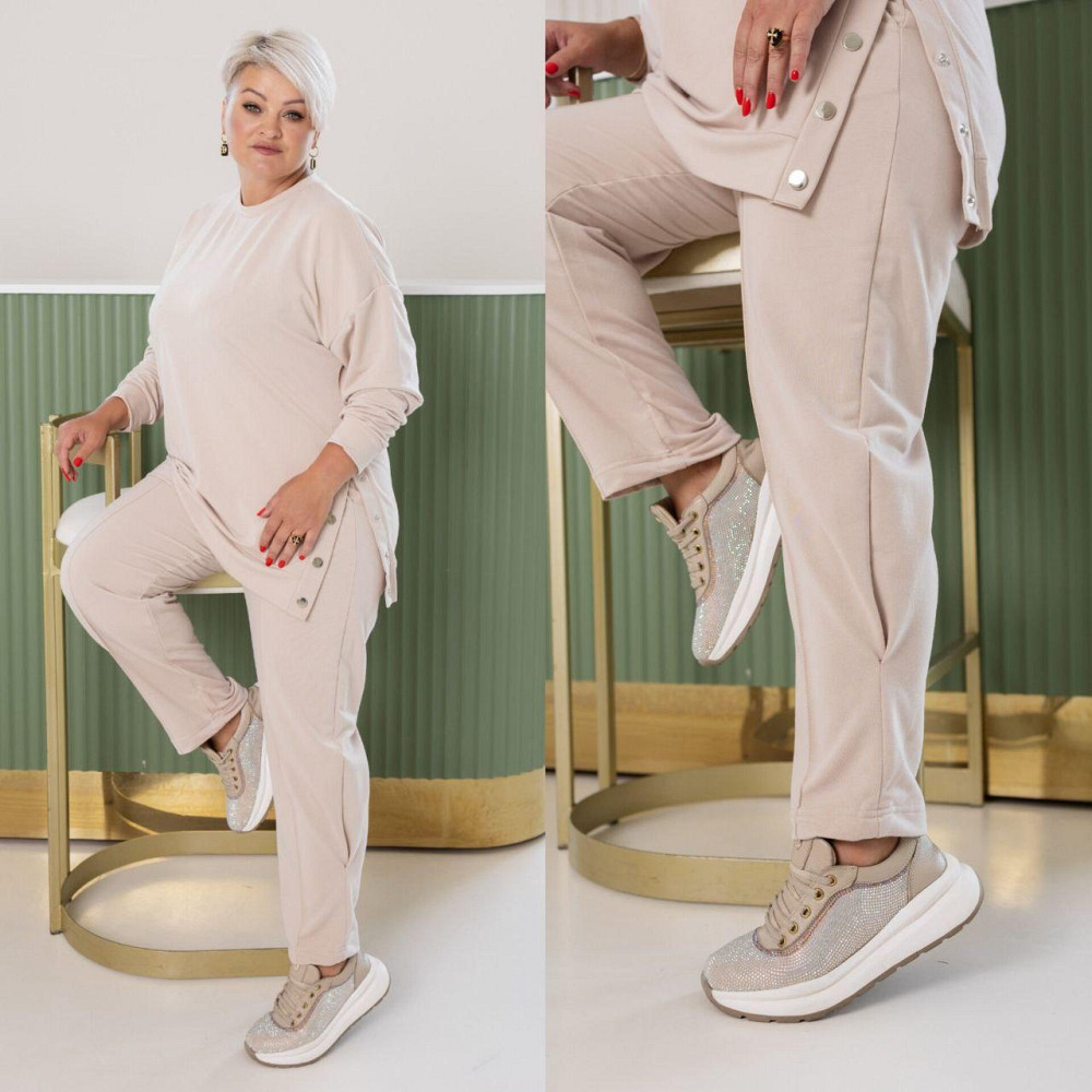 Жіночий стильний повсякденний костюм двонитка Беж, 48/52 Одеса - фото 3