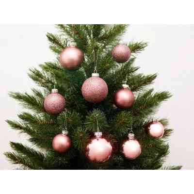 Ялинкова іграшка House Of Seasons Скляні кульки 26 шт D7 см D6 см D5 см Темно-рожеві (8720362102847) Вінниця