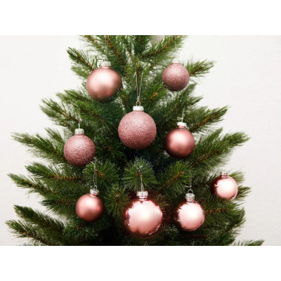 Ялинкова іграшка House Of Seasons Скляні кульки 26 шт D7 см D6 см D5 см Темно-рожеві (8720362102847) Вінниця - фото 3