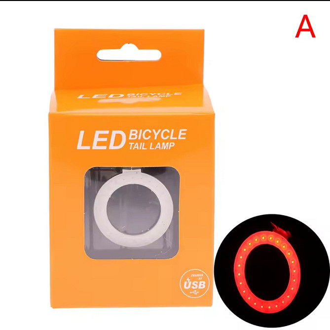 Велосипедный светодиодный задний led фонарь от USB 4 см черный Киев - изображение 6