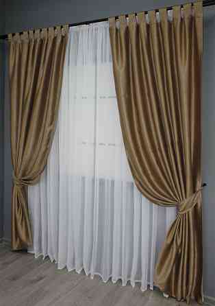 Комплект штор на петлях VR-Textil Софт № 095ш 150х250 см 2 шт Коричневий (36-0001) Киев
