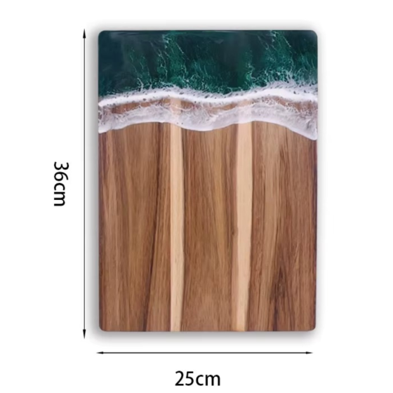 Разделочная доска для кухни бамбуковая,кухонная досточка для разделки из бамбука с узором морской волны 36 х 25 см Каменец-Подольский