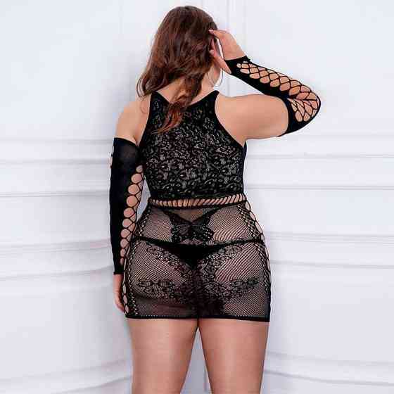 Міні-сукня з нарукавниками - Чорний - M-XL - Еротична білизна Вінниця