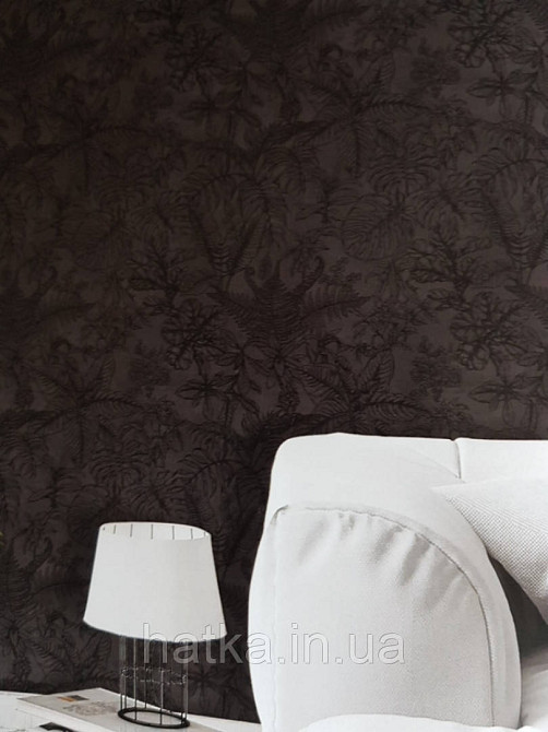 Шпалери флізелінові eco Decoprint Essentials EE22546 різні тропічні листя папороті монстери чорні Київ - фото 2